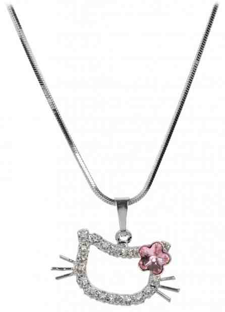 Troli Dívčí náhrdelník Kočička s kytičkou Light Rose + 2 měsíce na vrácení zboží