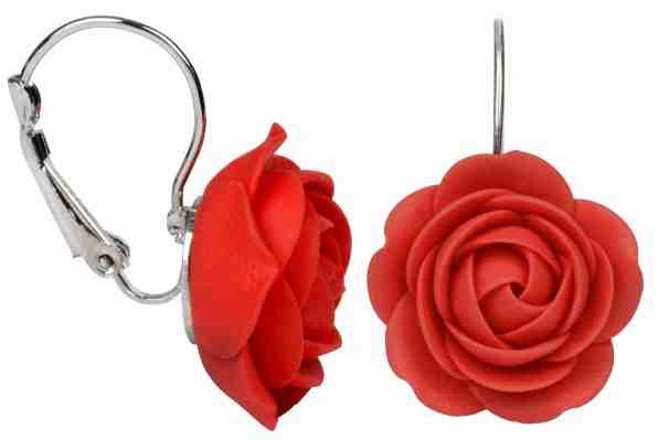 Troli Červené visací náušnice kytičky + 2 měsíce na vrácení zboží