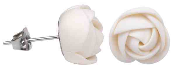 Troli Bílé náušnice puzetky kytičky + 2 měsíce na vrácení zboží