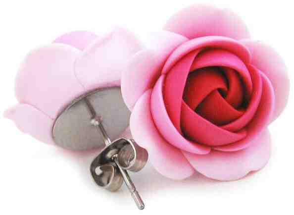 Troli Cyklámenové náušnice puzetky kytičky + 2 měsíce na vrácení zboží