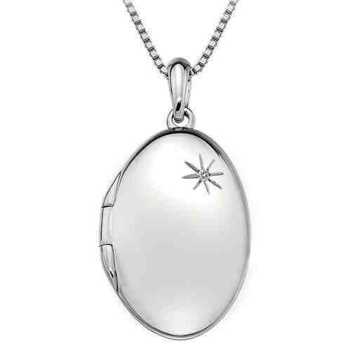 Hot Diamonds Stříbrný náhrdelník Hot Diamonds Memoirs Oval Locket DP493 (řetízek, přívěsek) + 2 měsíce na vrácení zboží