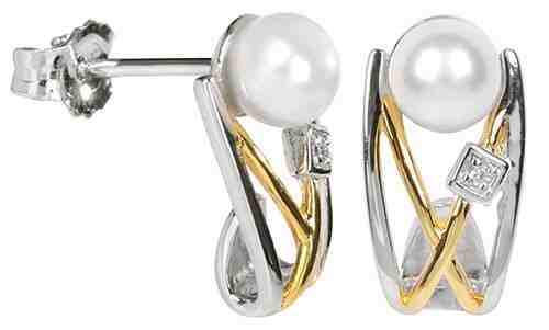 Silver Cat Stříbrné náušnice s perlou a krystalem SC153 + 2 měsíce na vrácení zboží