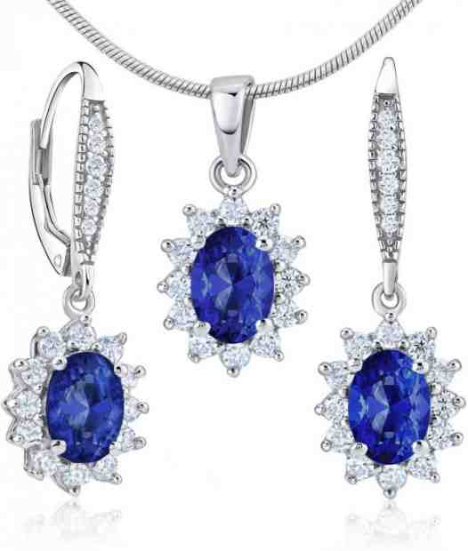 Silvego Stříbrný set se safíry JJJE766SA (náušnice, přívěsek) + 2 měsíce na vrácení zboží