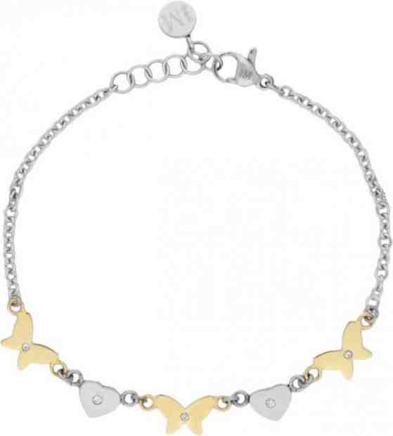 Morellato Ocelový bicolor náramek s motýlky a srdíčky Insieme SAHM09 + 2 měsíce na vrácení zboží