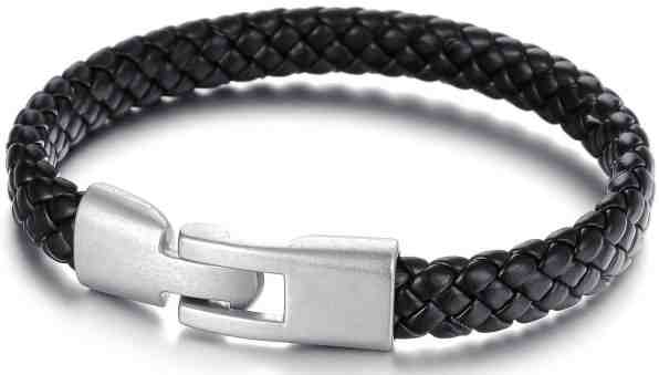 Troli Černý pánský náramek z proplétané kůže Leather + 2 měsíce na vrácení zboží