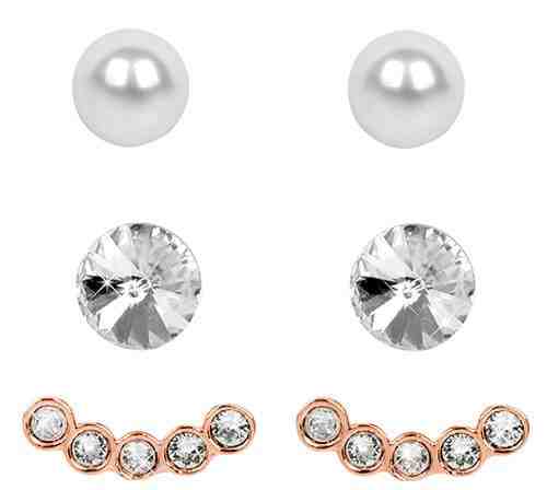 Levien Náušnice Set Ear Cuff 4 v 1 Rose Gold Crystal White + 2 měsíce na vrácení zboží