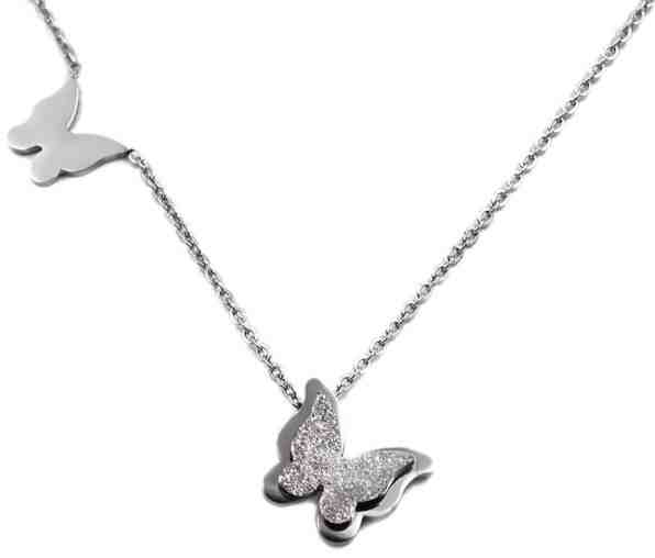 Troli Ocelový motýlí náhrdelník Metal Butterfly KNSC-257-SIL + 2 měsíce na vrácení zboží