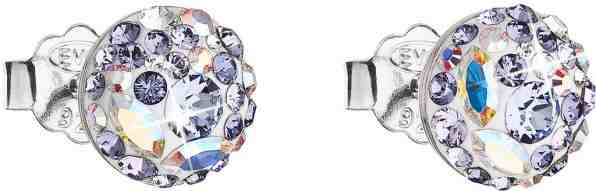 Evolution Group Slušivé náušnice s krystaly Violet 31136.3 + 2 měsíce na vrácení zboží