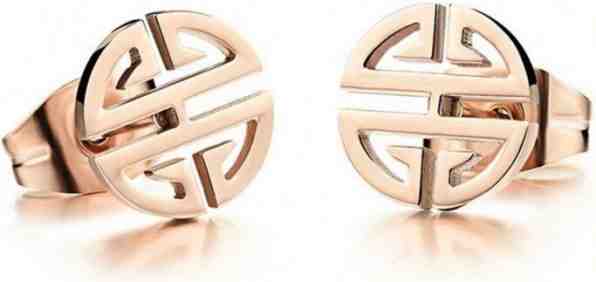 Troli Bronzové náušnice z oceli ve tvaru ornamentu + 2 měsíce na vrácení zboží