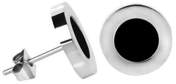 Troli Ocelové náušnice s černým středem Steel + 2 měsíce na vrácení zboží