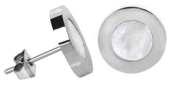 Troli Ocelové náušnice s perleťovým středem Steel + 2 měsíce na vrácení zboží