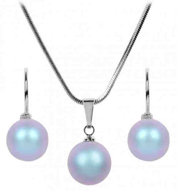 Troli Sada náhrdelníku a náušnic Pearl Iridescent Light Blue + 2 měsíce na vrácení zboží