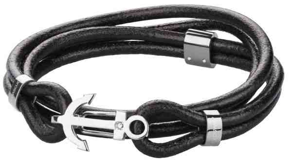 Brosway Pánský černý kožený náramek Marine BRN15 43 cm + 2 měsíce na vrácení zboží