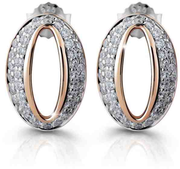 Modesi Elegantní bronzové náušnice ze stříbra se zirkony M25007 + 2 měsíce na vrácení zboží