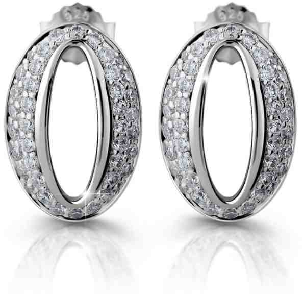 Modesi Třpytivé náušnice ze stříbra se zirkony M25008 + 2 měsíce na vrácení zboží