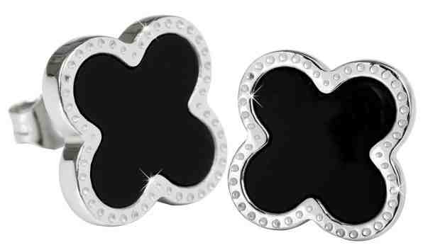 Troli Ocelové náušnice kytičky s černým středem KE-006 + 2 měsíce na vrácení zboží