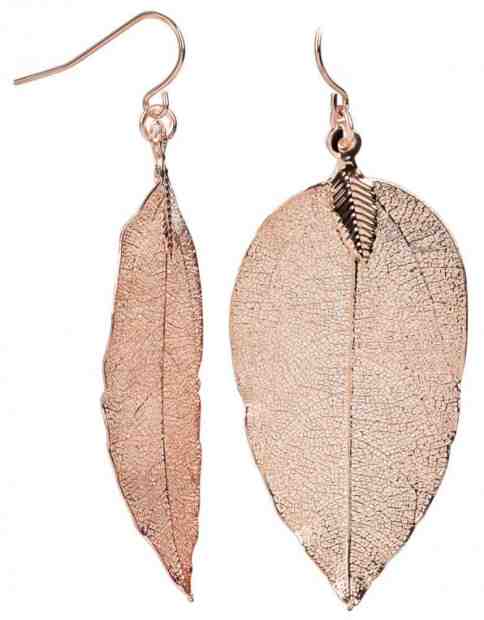 Troli Růžově pozlacené náušnice Vavřínové listy Laurel + 2 měsíce na vrácení zboží