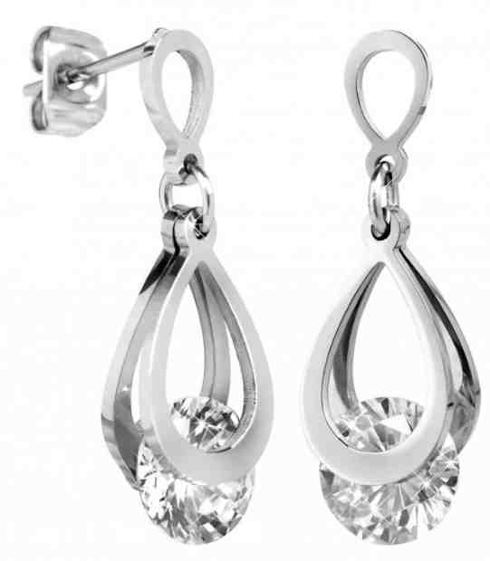 Troli Ocelové náušnice s krystaly KE-009 + 2 měsíce na vrácení zboží