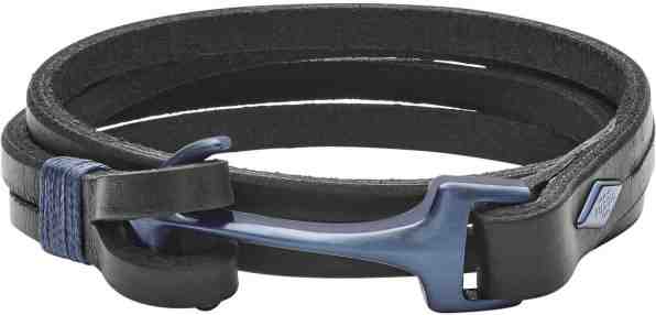 Fossil Pánský kožený náramek s kotvou JF02623998 + 2 měsíce na vrácení zboží