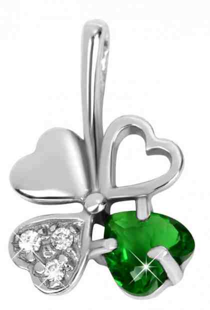 Brilio Silver Stříbrný přívěsek čtyřlístek 446 001 00349 04 - zelený + 2 měsíce na vrácení zboží