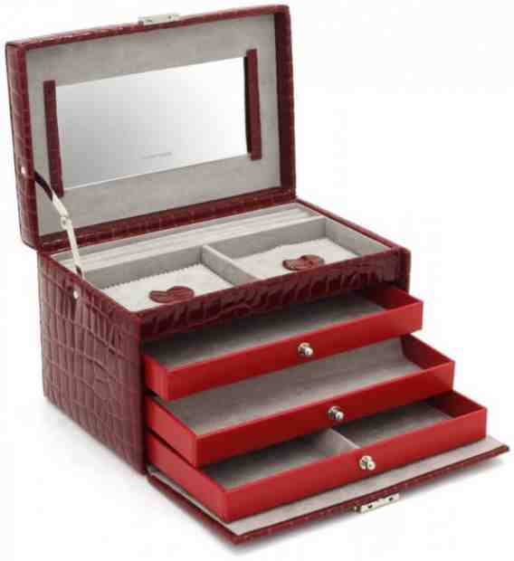 Friedrich Lederwaren Šperkovnice vínová/šedá s krokodýlím vzorem Jolie 23254-40 + 2 měsíce na vrácení zboží