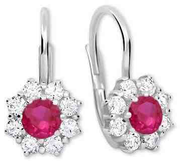 Brilio Silver Stříbrné náušnice s krystaly 436 001 00322 04 - fuchsiové + 2 měsíce na vrácení zboží