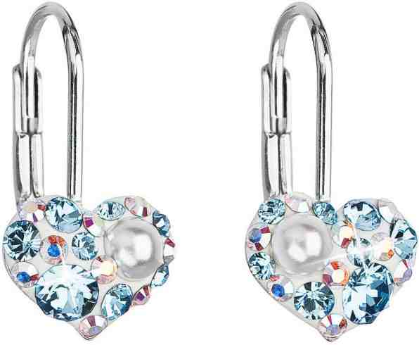 Evolution Group Srdíčkové náušnice s krystaly Swarovski 31125.9 aqua + 2 měsíce na vrácení zboží