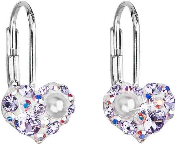 Evolution Group Srdíčkové náušnice s krystaly Swarovski 31125.9 violet + 2 měsíce na vrácení zboží