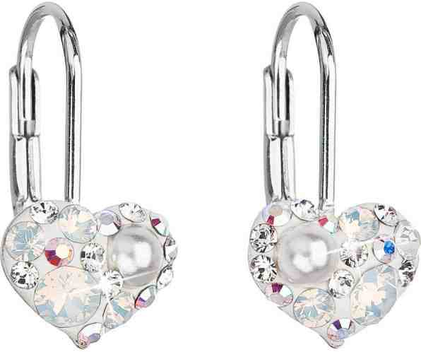 Evolution Group Srdíčkové náušnice s krystaly Swarovski 31125.9 white + 2 měsíce na vrácení zboží