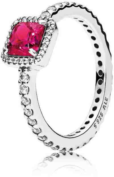 Pandora Třpytivý stříbrný prsten s červeným krystalem 190947SRU 56 mm + 2 měsíce na vrácení zboží