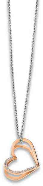 Lotus Style Srdíčkový bicolor náhrdelník s krystaly LS1872-1/2 + 2 měsíce na vrácení zboží