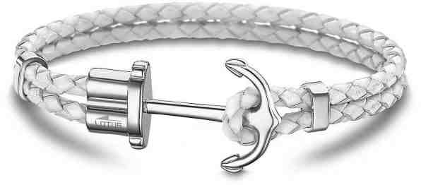 Lotus Style Bílý kožený náramek s kotvou LS1881-2/1 + 2 měsíce na vrácení zboží