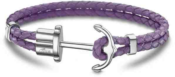 Lotus Style Fialový kožený náramek s kotvou LS1881-2/3 + 2 měsíce na vrácení zboží