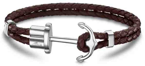 Lotus Style Hnědý kožený náramek s kotvou LS1881-2/4 + 2 měsíce na vrácení zboží