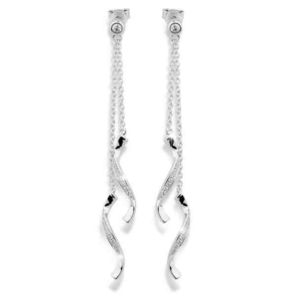 Modesi Dlouhé stříbrné náušnice se zirkony M23053 + 2 měsíce na vrácení zboží