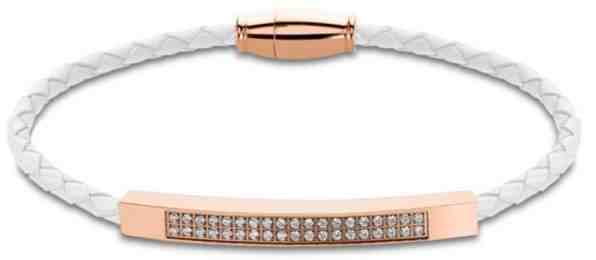 Lotus Style Bílý kožený náramek s krystaly LS2004-2/1 + 2 měsíce na vrácení zboží