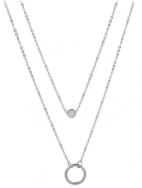 Troli Dvojitý náhrdelník s kroužkovými přívěsky z oceli + 2 měsíce na vrácení zboží