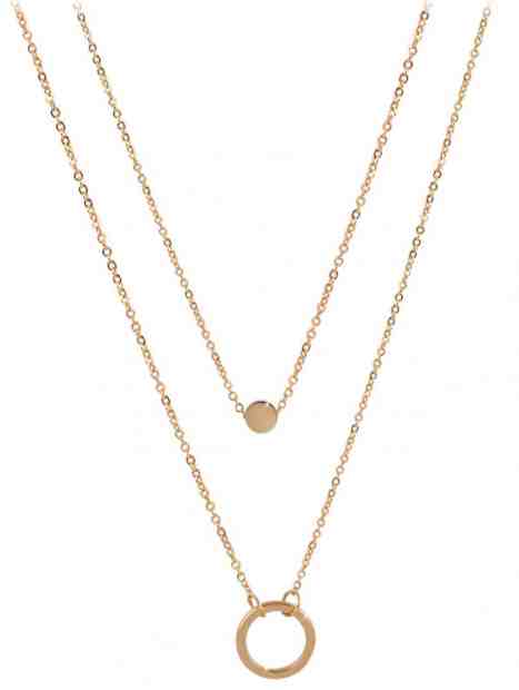 Troli Dvojitý náhrdelník s kroužkovými přívěsky z pozlacené oceli + 2 měsíce na vrácení zboží