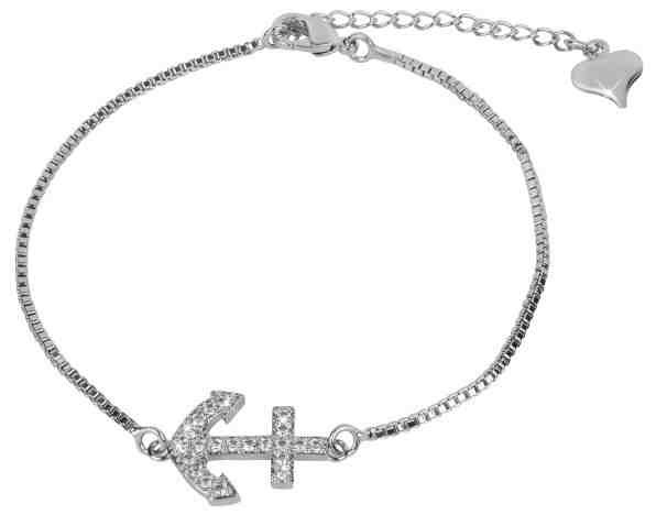 Troli Elegantní náramek s třpytivou kotvou + 2 měsíce na vrácení zboží