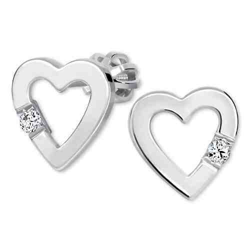 Brilio Silver Srdíčkové náušnice s krystalem 436 001 00418 04 + 2 měsíce na vrácení zboží