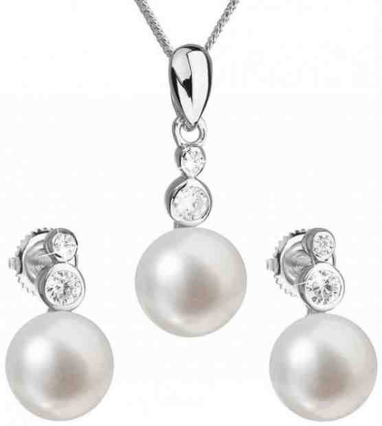 Evolution Group Souprava stříbrných šperků s pravými perlami Pavona 29035.1 (náušnice, řetízek, přívěsek) + 2 měsíce na vrácení zboží