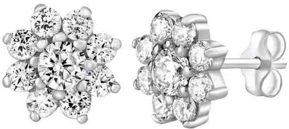 Silvego Stříbrné náušnice pomněnky čiré zirkonové na puzetu ZT41023 + 2 měsíce na vrácení zboží