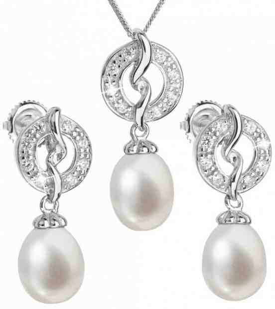Evolution Group Luxusní stříbrná souprava s pravými perlami Pavona 29014.1 (náušnice, řetízek, přívěsek) + 2 měsíce na vrácení zboží