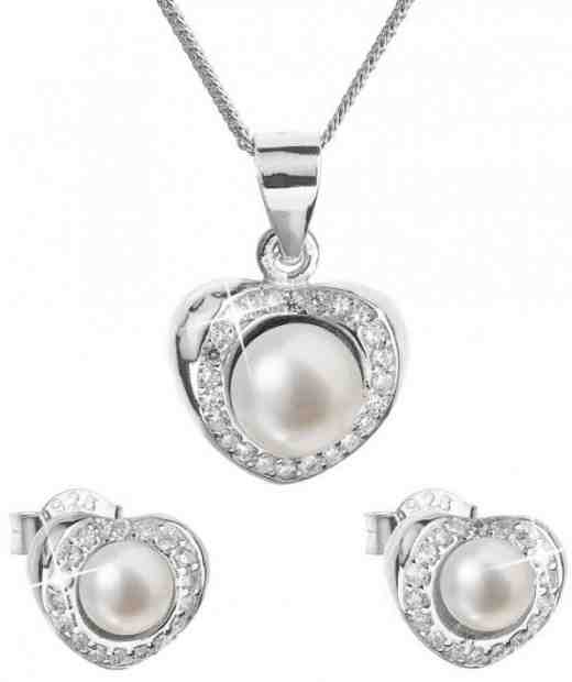 Evolution Group Luxusní stříbrná souprava s pravými perlami Pavona 29025.1 (náušnice, řetízek, přívěsek) + 2 měsíce na vrácení zboží