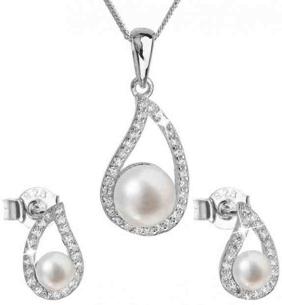 Evolution Group Luxusní stříbrná souprava s pravými perlami Pavona 29027.1 (náušnice, řetízek, přívěsek) + 2 měsíce na vrácení zboží