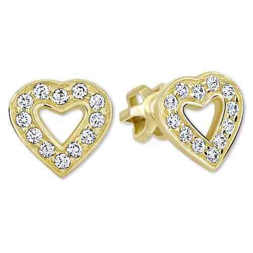 Brilio Zlaté srdíčkové náušnice s krystaly 239 001 00207 + 2 měsíce na vrácení zboží