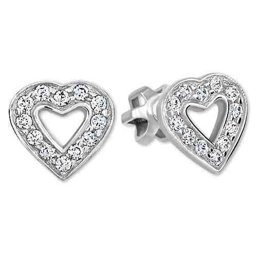 Brilio Srdíčkové náušnice z bílého zlata s krystaly 239 001 00207 07 + 2 měsíce na vrácení zboží