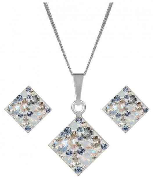 Evolution Group Stříbrná souprava třpytivých šperků 39126.3 (náušnice, řetízek, přívěsek) + 2 měsíce na vrácení zboží