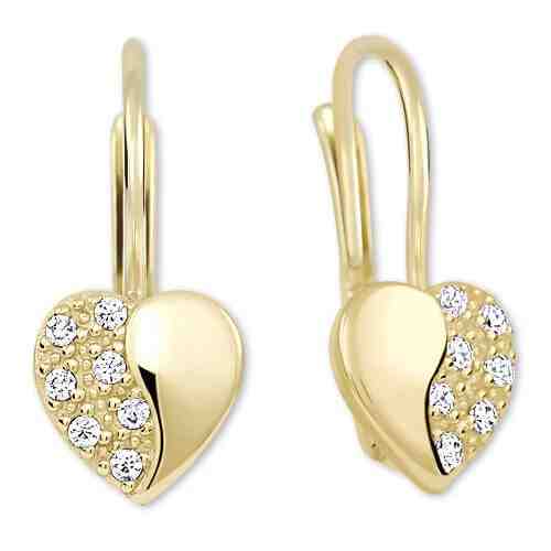 Brilio Zlaté srdíčkové náušnice s krystaly 239 001 00880 + 2 měsíce na vrácení zboží