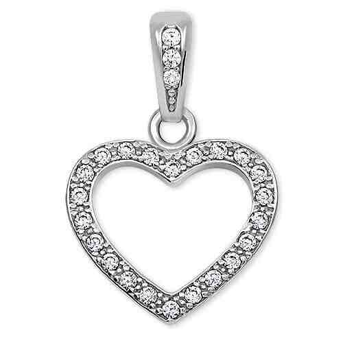 Brilio Srdíčkový přívěsek z bílého zlata s krystaly 249 001 00561 07 + 2 měsíce na vrácení zboží